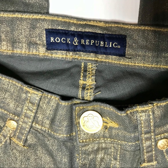 Rock & Republic Gold foiled Berlin Jeans size 2 - Picture 7 of 9